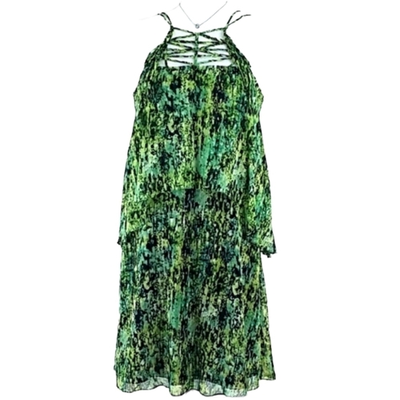 BCBGMaxAzria~Size M~"Kaia" Green Silk Dress NWT - Picture 1 of 12